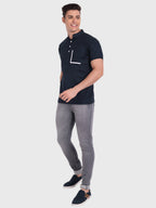 BLUE ROBED men's Casual Half Sleeve Slim Fit Kurta in Navy view 30