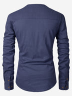 BLUE ROBED men's Casual Slim Fit Full Sleeve Cotton Kurta in Navy view 29