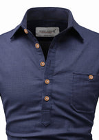 BLUE ROBED men's Full Sleeve Casual Cotton Kurta in Navy view 54
