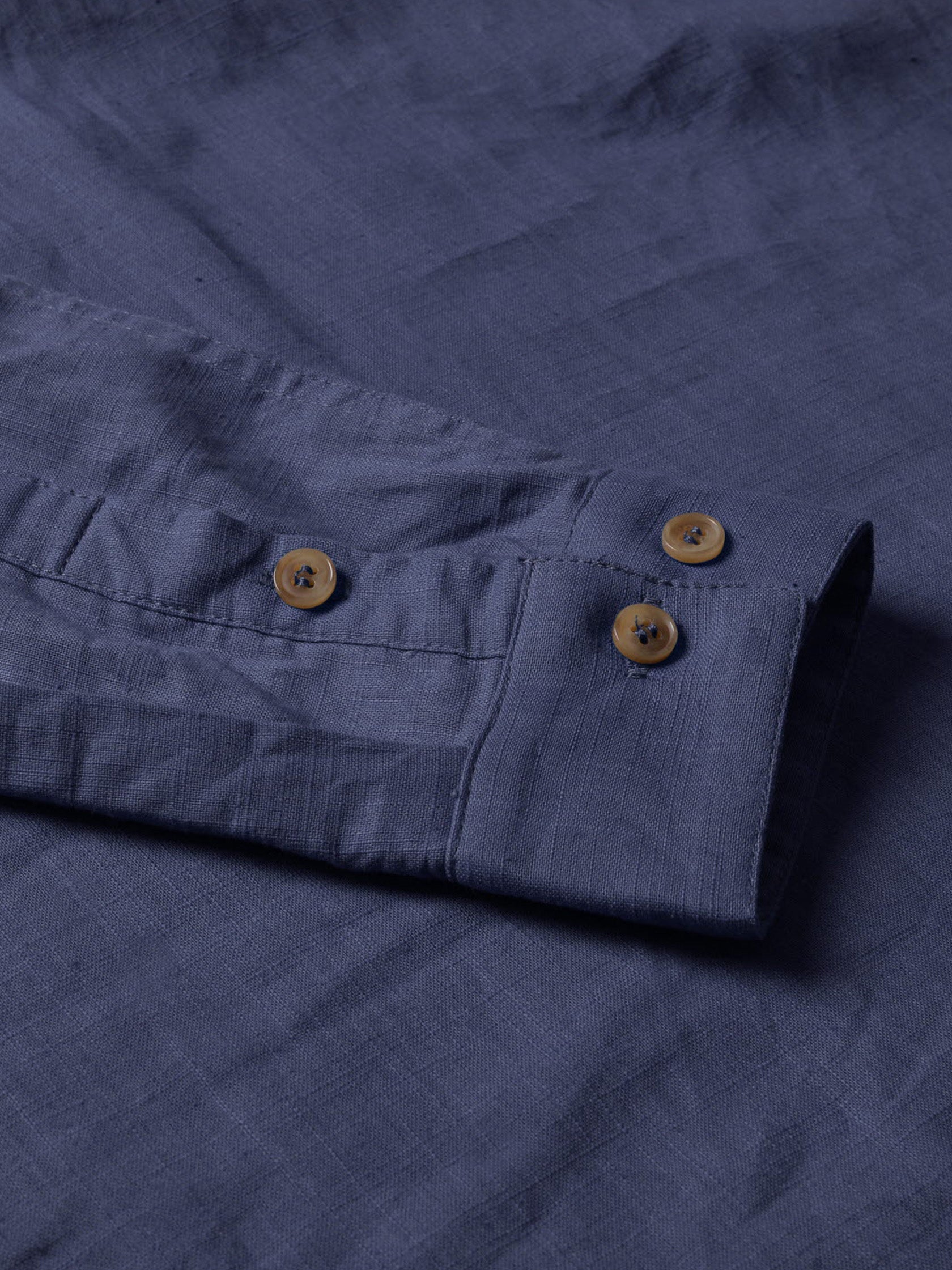 BLUE ROBED men's Casual Slim Fit Full Sleeve Cotton Kurta in Navy view 32