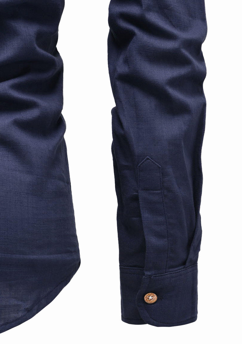 BLUE ROBED men's Full Sleeve Casual Cotton Kurta in Navy view 56