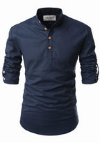 BLUE ROBED men's Casual Slim Fit Full Sleeve Kurta in Navy view 44