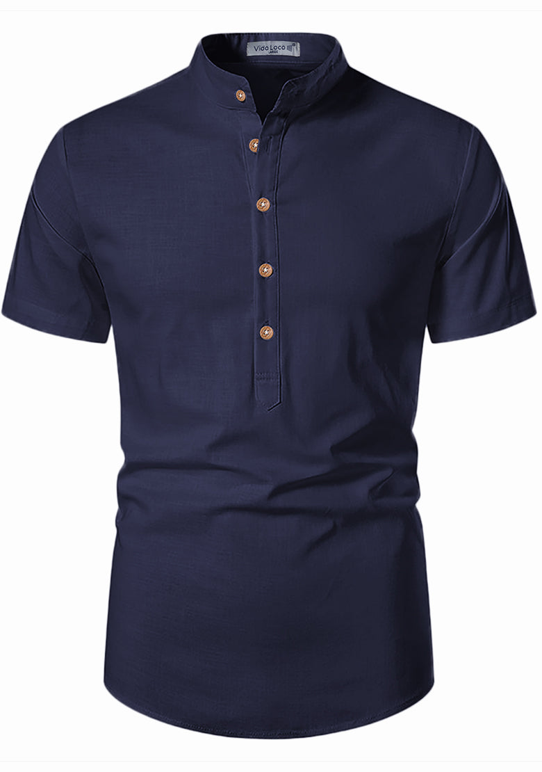 BLUE ROBED men's Half Sleeve Casual Cotton Kurta Office Wear in Navy view 32