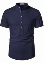 BLUE ROBED men's Half Sleeve Casual Cotton Kurta Office Wear in Navy view 32