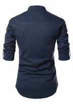 BLUE ROBED men's Casual Slim Fit Full Sleeve Kurta in Navy view 45