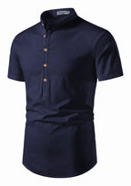 BLUE ROBED men's Half Sleeve Casual Cotton Kurta Office Wear in Navy view 33
