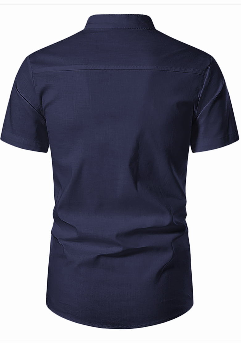 BLUE ROBED men's Half Sleeve Casual Cotton Kurta Office Wear in Navy view 34