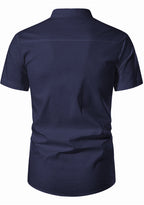BLUE ROBED men's Half Sleeve Casual Cotton Kurta Office Wear in Navy view 34