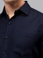 Men's Full Sleeve Spread Collar Premium Casual Shirt for Men in Black by BLUE ROBED, style view
