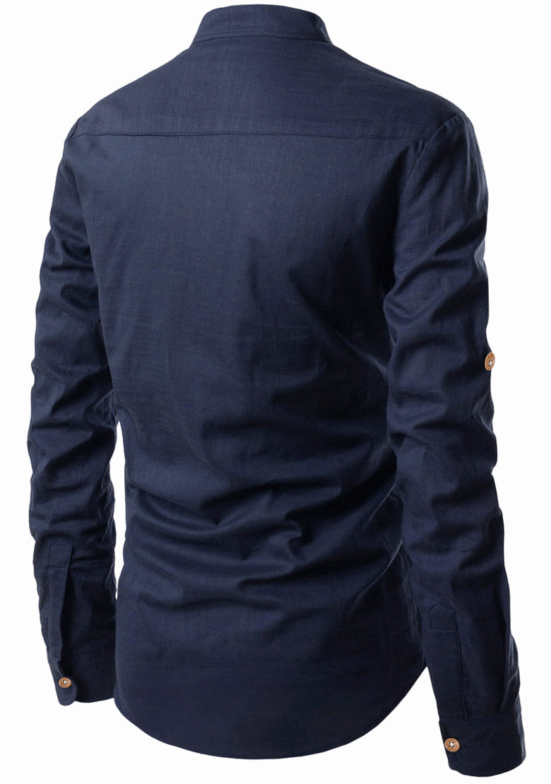 BLUE ROBED men's Casual Slim Fit Full Sleeve Kurta in Navy view 47