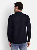 BLUE ROBED men's Casual Slim Fit Full Sleeve Double Pocket Cotton Trendy Kurta in Navy view 10