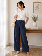 BLUE ROBED Navy Blue Color Trousers For Women And Girls