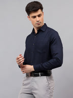 Men's Full Sleeve Spread Collar Premium Casual Shirt for Men in Black by BLUE ROBED, fabric detail