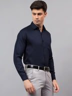 Men's Full Sleeve Spread Collar Premium Casual Shirt for Men in Black by BLUE ROBED, front view