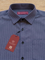 Men's Pure Cotton Casual Shirt | Full Sleeve Textured Check Shirt | Regular Fit
