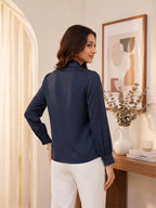 Women Solid Tie-Up Neck Crepe Top