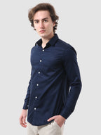 Men's Formal Full Sleeve Plain Shirt in White by BLUE ROBED, back view