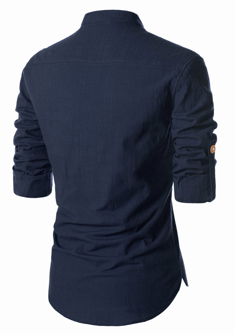 BLUE ROBED men's Casual ZIP Style Full Sleeve Kurta in Navy Blue view 36