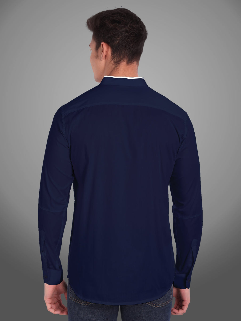 Men's Shoulder Piping Full Sleeve Shirt in Black by BLUE ROBED, detail view