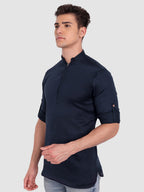 BLUE ROBED men's Casual ZIP Style Full Sleeve Cotton Kurta in Navy Blue view 28