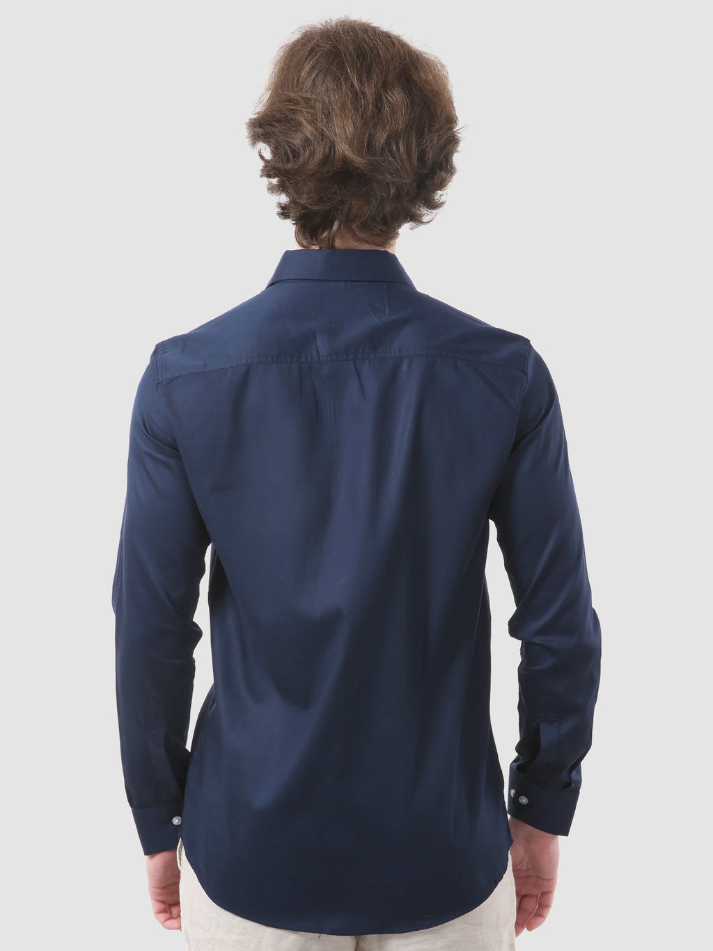 Men's Formal Full Sleeve Plain Shirt in White by BLUE ROBED, style view