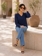 Women’s Crepe Formal Top | Elegant V-Neck Office Wear Blouse