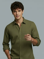 Men's Full Sleeve Spread Collar Premium Casual Shirt for Men Daily Wear in Black by BLUE ROBED, side view