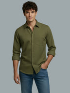 Men's Full Sleeve Spread Collar Premium Casual Shirt for Men Daily Wear in Black by BLUE ROBED, back view
