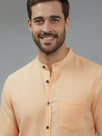 Full Sleeve Chinese Collar Cotton Slim Shirt for Men and Boys in Shirt For Men And Pink by BLUE ROBED, detail view
