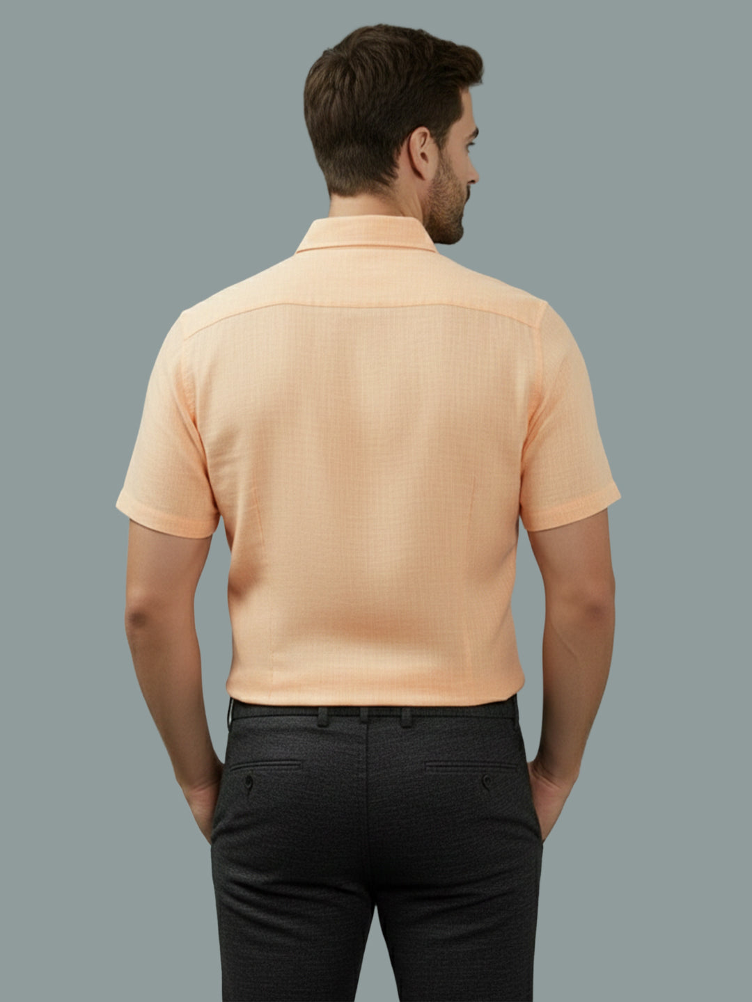 Half Sleeve Spread Collar Cotton Slim Shirt for Men and Boys in Shirt For Men And Yellow by BLUE ROBED, side view