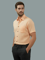 Half Sleeve Spread Collar Cotton Slim Shirt for Men and Boys in Shirt For Men And Yellow by BLUE ROBED, back view