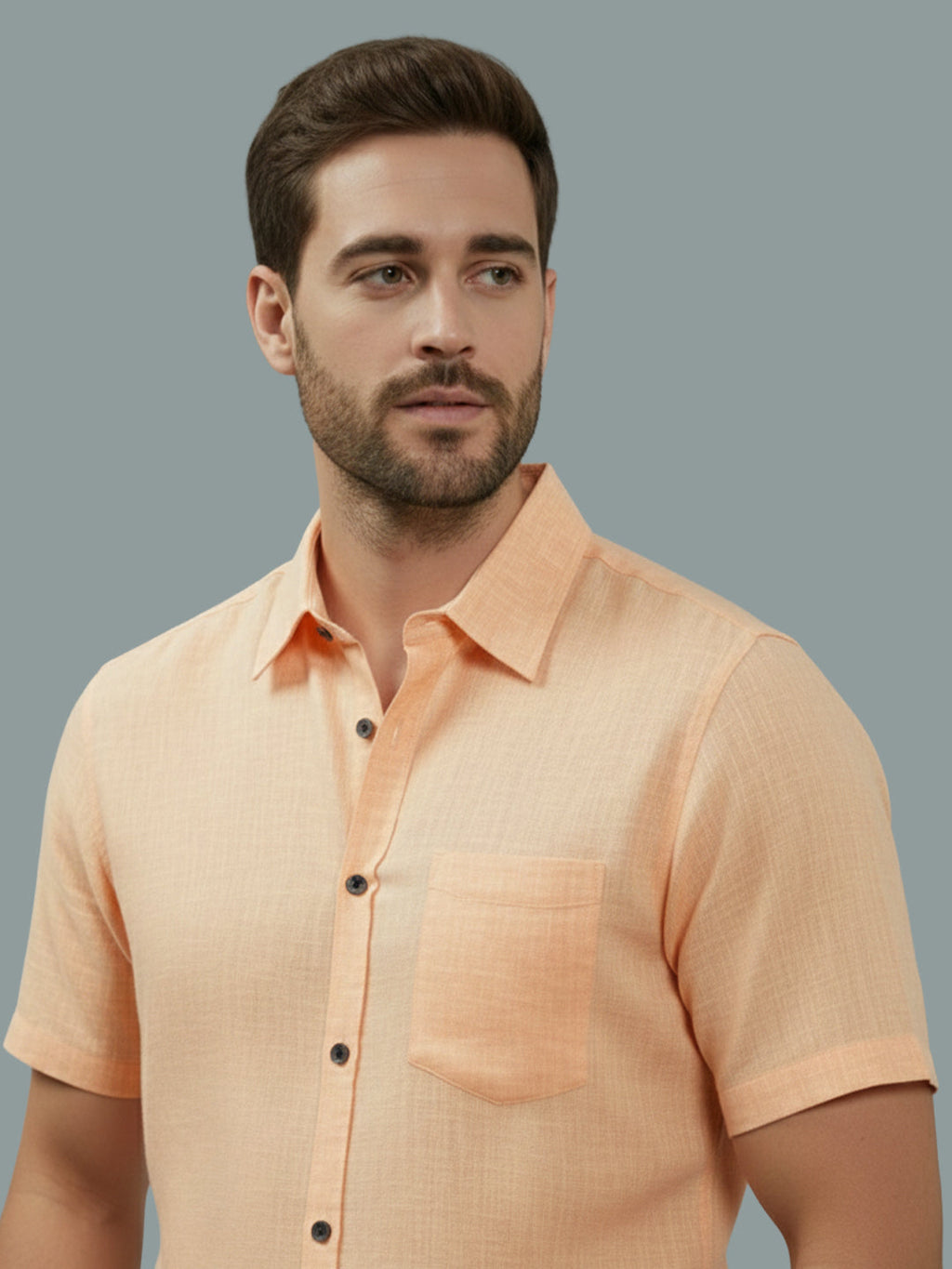 Half Sleeve Spread Collar Cotton Slim Shirt for Men and Boys in Shirt For Men And Yellow by BLUE ROBED, detail view