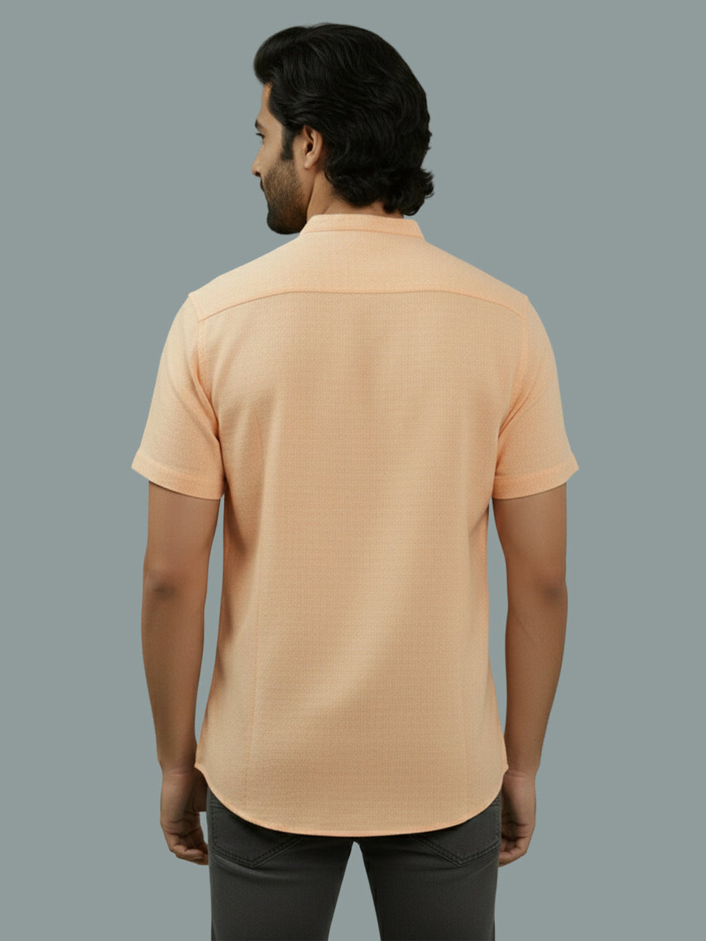 Half Sleeve Chinese Collar Cotton Slim Shirt for Men and Boys in Shirt For Men And White by BLUE ROBED, detail view