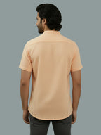 Half Sleeve Chinese Collar Cotton Slim Shirt for Men and Boys in Shirt For Men And White by BLUE ROBED, detail view