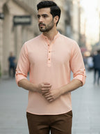 BLUE ROBED Full Sleeve Kurta for men Office Wear in Orange view 70