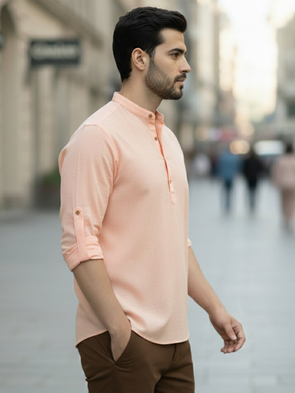 BLUE ROBED Full Sleeve Kurta for men Office Wear in Orange view 69