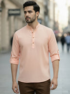 BLUE ROBED Full Sleeve Kurta for men Office Wear in Orange view 67