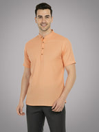 BLUE ROBED Half Sleeve Kurta for men in Orange view 8