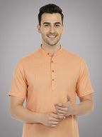 BLUE ROBED Half Sleeve Kurta for men in Orange view 34