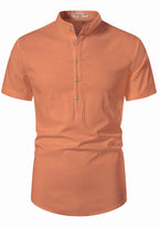 BLUE ROBED men's Half Sleeve Casual Cotton Kurta Office Wear in Orange view 36