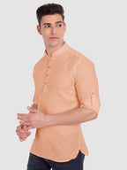 BLUE ROBED men's Casual Slim Fit Full Sleeve Cotton Kurta in Orange view 18