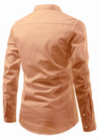 BLUE ROBED men's Casual Slim Fit Full Sleeve Double Pocket Cotton Kurta in Orange view 72