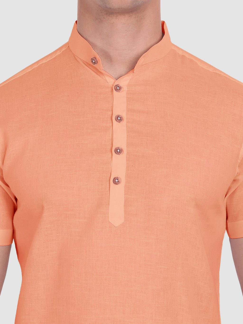 BLUE ROBED men's Half Sleeve Casual Cotton Kurta Daily Wear in Orange view 44