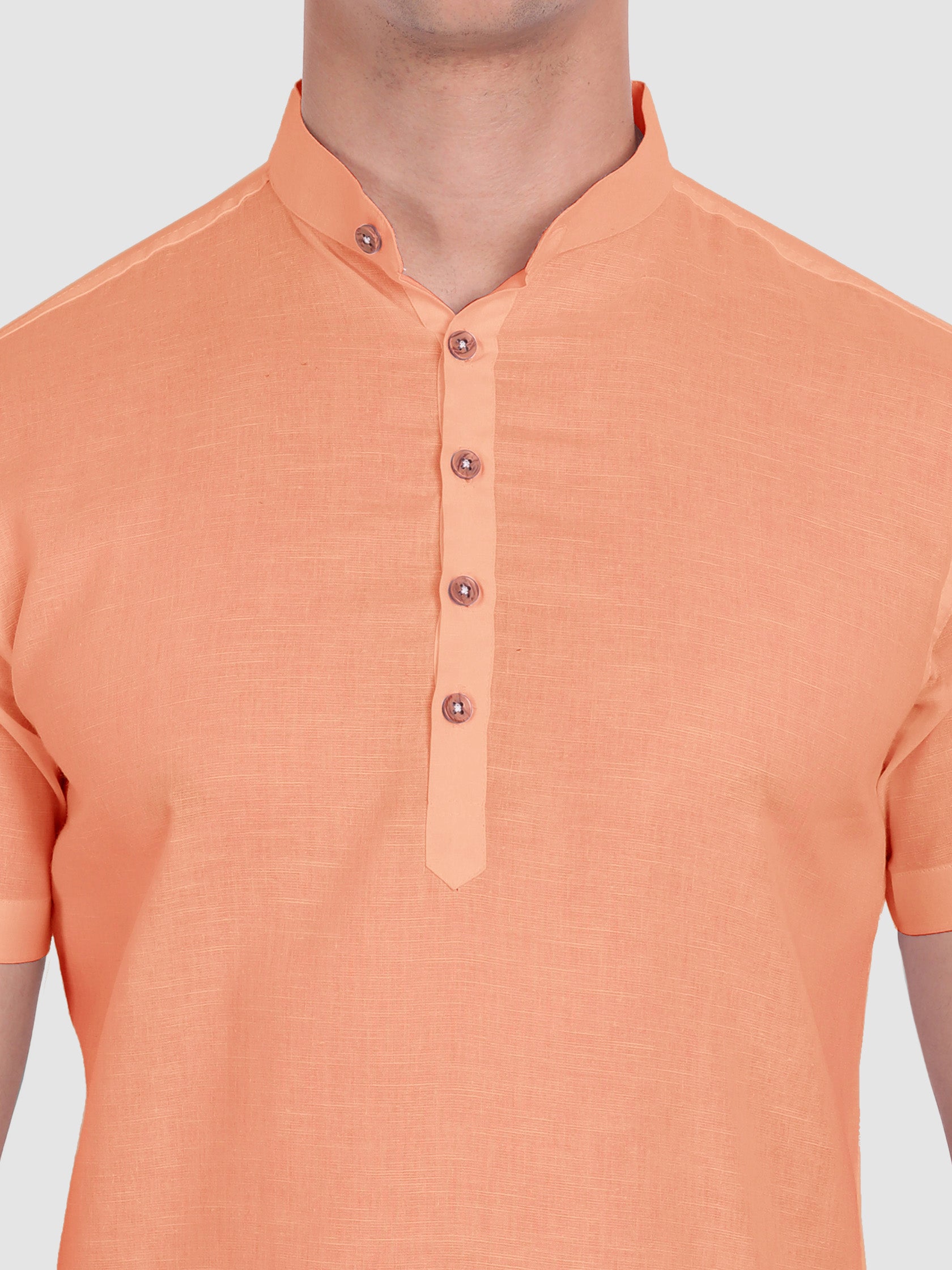BLUE ROBED men's Half Sleeve Casual Cotton Kurta Daily Wear in Orange view 44