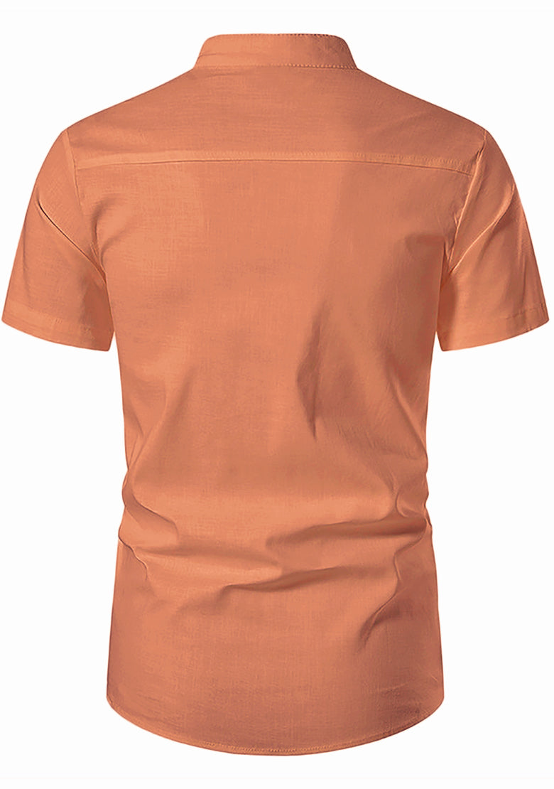 BLUE ROBED men's Half Sleeve Casual Cotton Kurta Office Wear in Orange view 38