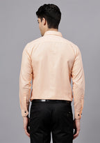 Men's Cotton Blend Slim Fit Formal Shirt in Beige by BLUE ROBED, detail view