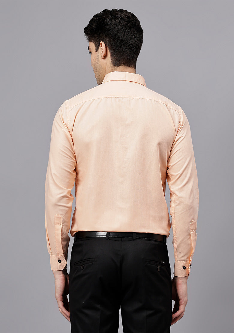 Men's Cotton Blend Slim Fit Formal Shirt in Beige by BLUE ROBED, detail view