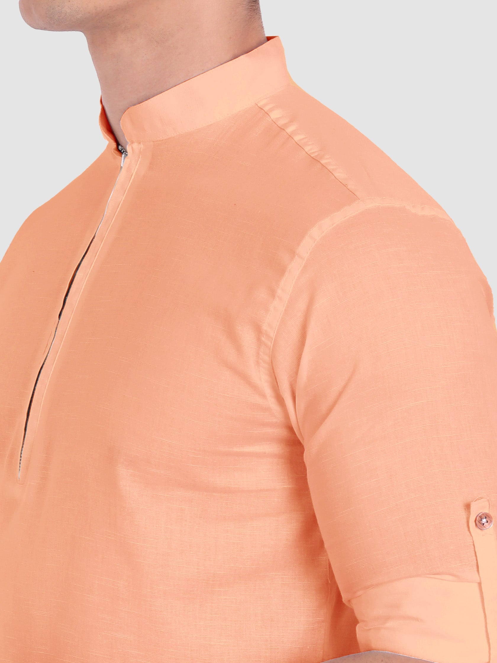 BLUE ROBED men's Casual ZIP Style Full Sleeve Cotton Kurta in Orange view 34