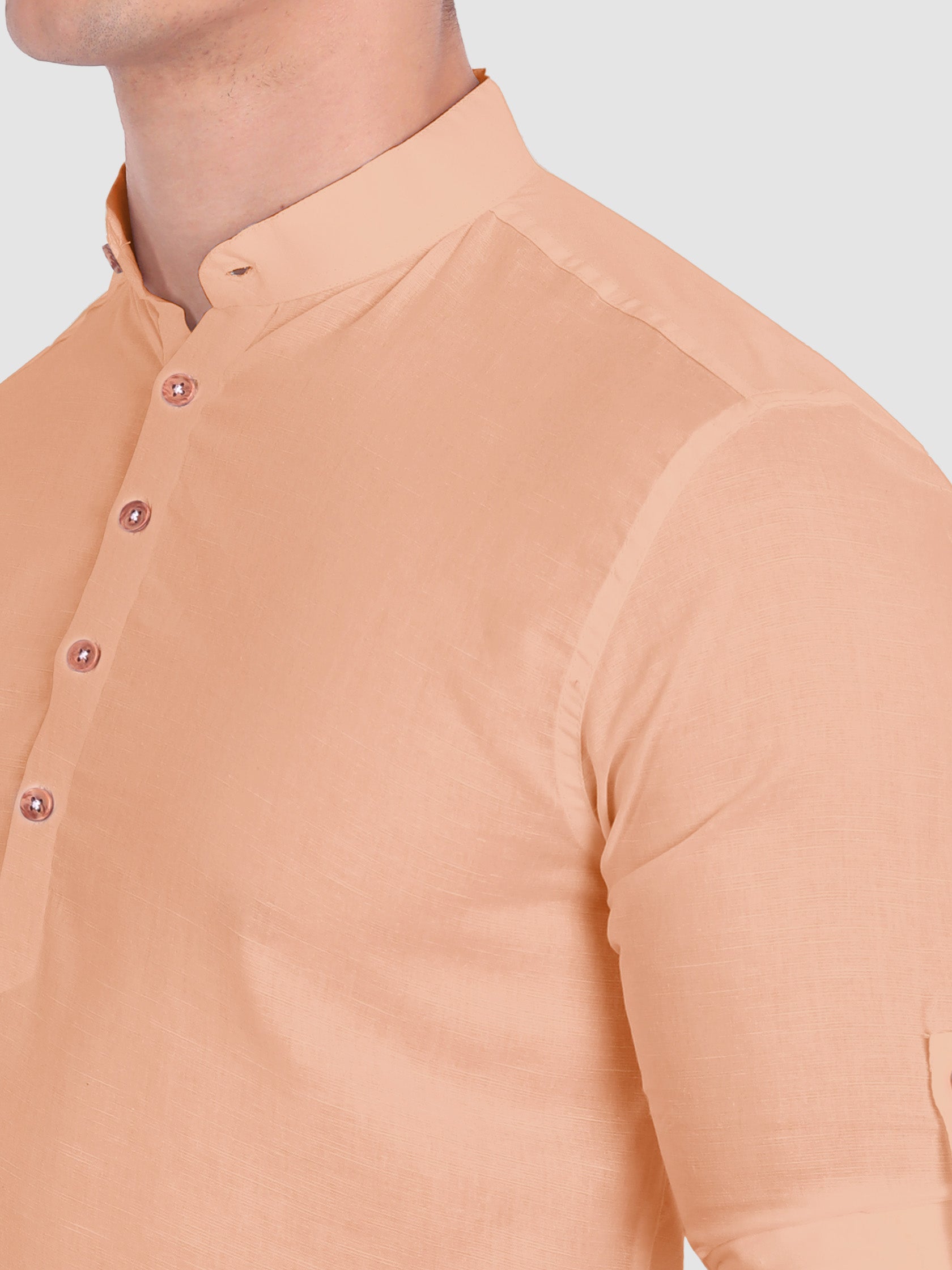 BLUE ROBED men's Casual Slim Fit Full Sleeve Cotton Kurta in Orange view 20