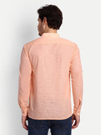 BLUE ROBED men's Casual Slim Fit Full Sleeve Double Pocket Cotton Trendy Kurta in Orange view 80